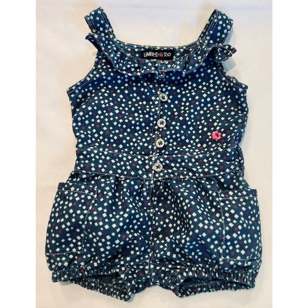 Limited Too blue & white floral romper - size 6-9 months